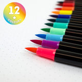 Conj. 12 marcadores con punta de pincel - Colores brillantes