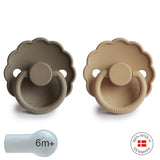 Pack de 2 Chupetas Daisy em Silicone - Croissant/Portobello - FRIGG