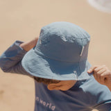 Chapéu Bucket - Ocean Blue/ Brown Stripes - Little Dutch