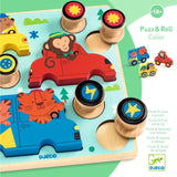 Puzz & Roll Color - Puzzle de Madeira com Carros - Djeco
