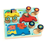 Puzz & Roll Color - Puzzle de Madeira com Carros - Djeco