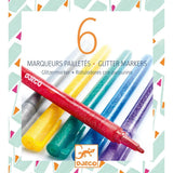 6 Marcadores Glitter - Cores Clássicas - Djeco