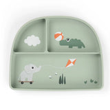 Prato com Ventosa e Compartimentos Stick&Stay - Playground Green - Done by Deer