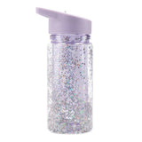 Flasche mit Strohhalm – Glitter Star Lilac