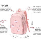 Mochila Escolar Média com Porta-Chaves - Bloom Birds