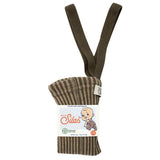 Collant com Pés com Suspensórios Edição Especial - Seaweed Brown x Peanut Stripes - Silly Silas