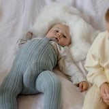 Collant com Pés e Suspensórios Granny - Misty Blue - Silly Silas