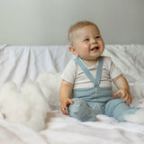 Collant com Pés e Suspensórios Hippy - Misty Blue - Silly Silas