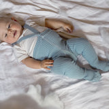 Collant com Pés e Suspensórios Hippy - Misty Blue - Silly Silas