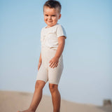 Shorts de leotardo con tirantes - Mezcla de crema