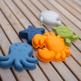 Conj. de 5 Moldes de Praia em Silicone - Animals of the Sea - Filibabba