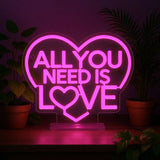 Sinalização Luminosa LED Efeito Néon - It's a Sign - All You Need is Love - Legami
