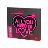 Sinalização Luminosa LED Efeito Néon - It's a Sign - All You Need is Love - Legami