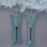 Collant com Pés e Suspensórios Hippy - Misty Blue - Silly Silas