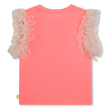 T-shirt com mangas em Tule "As Fun As Neon Pink" - Billieblush