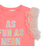 T-shirt com mangas em Tule "As Fun As Neon Pink" - Billieblush