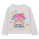 T-Shirt Manga Comprida com Lantejoulas "Love is Never too Much" - Billieblush