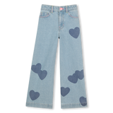 Calças de Ganga Wide Leg Corações - Billieblush