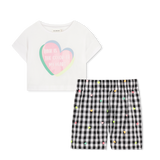 Conj. T-shirt e Calções Gingham Corações - Billieblush
