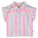 Camisa Listada com Folhos e Lantejoulas - Billieblush