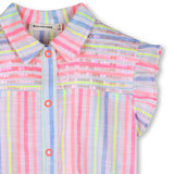 Camisa Listada com Folhos e Lantejoulas - Billieblush
