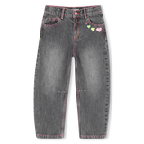 Calças de Denim com Corações - Denim Grey - Billieblush