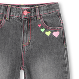 Calças de Denim com Corações - Denim Grey - Billieblush