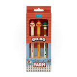 Set de 3 Esferográficas Apagáveis Bo-Bo Farm - Galinha, Gato e Pato - Mr. Wonderful