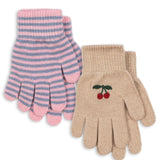 Conj. de 2 Pares de Luvas Filla - Cherry/Stripe - Konges Slojd