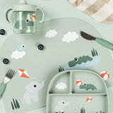 Prato com Ventosa e Compartimentos Stick&Stay - Playground Green - Done by Deer