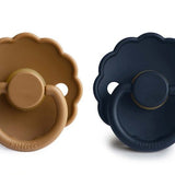 Pack de 2 Chupetas Daisy em Silicone - Cappuccino/Dark Navy  - FRIGG