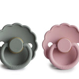 Pack de 2 Chupetes Daisy de Silicona - Gris Francés/Rosa Bebé - FRIGG