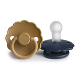 Pack de 2 Chupetas Daisy em Silicone - Cappuccino/Dark Navy  - FRIGG