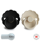 Pack de 2 Chupetas Daisy em Silicone - Cream/Jet Black  - FRIGG