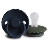 Pack de 2 Chupetas Rope em Silicone - Dark Navy/Olive - FRIGG