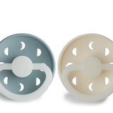 Pack de 2 Chupetas Noturnas em Silicone Moon Phase (Brilham no Escuro) - St Blue/Cream - FRIGG