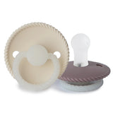 Pack de 2 Chupetas Noturnas Rope em Silicone (Brilham no Escuro) - Cream/Mauve - FRIGG