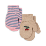 Conj. de 2 Pares de Luvas Filla - Cherry/Stripe - Konges Slojd