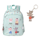 Mochila Escolar Média com Porta Chave - 3 Little Pigs